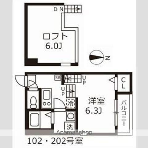 ハーモニーテラス西日置(1K/2階)の間取り写真