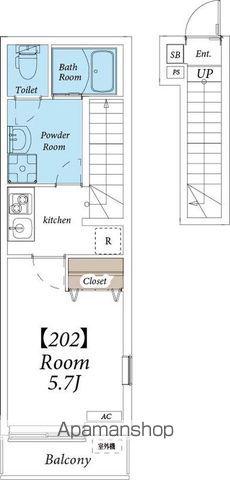 リブリ・四つ木シュトラーセ(1K/2階)の間取り写真