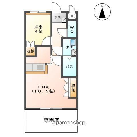 ウエスト・アメニティ(1LDK/1階)の間取り写真