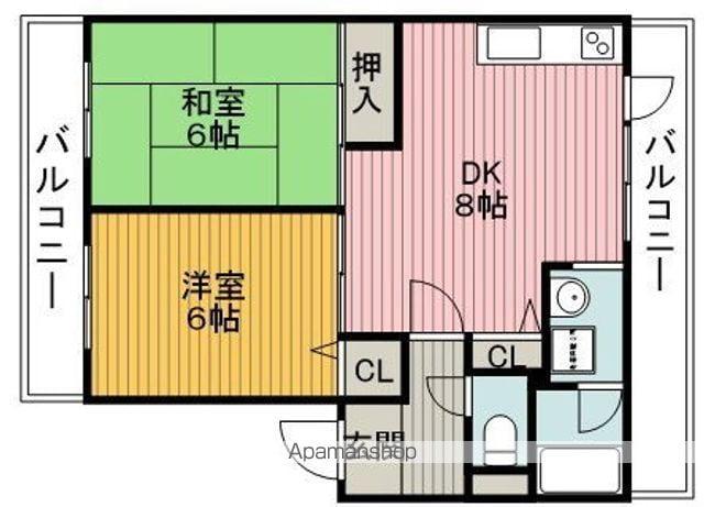 アヴィタシヨン岡町(2DK/3階)の間取り写真