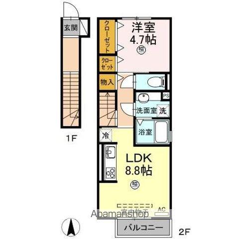 プルミエール(1LDK/2階)の間取り写真