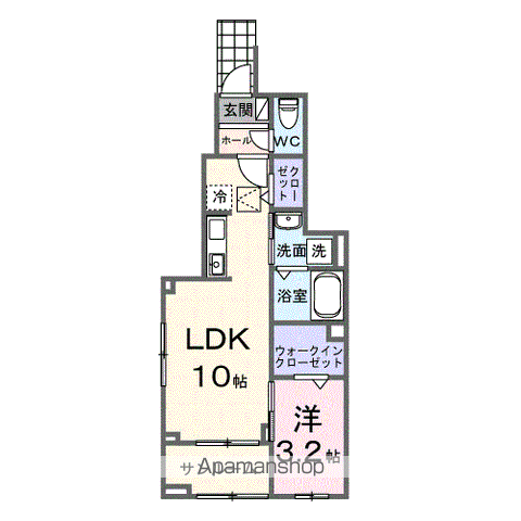カーサ・プリ—ト(1LDK/1階)の間取り写真