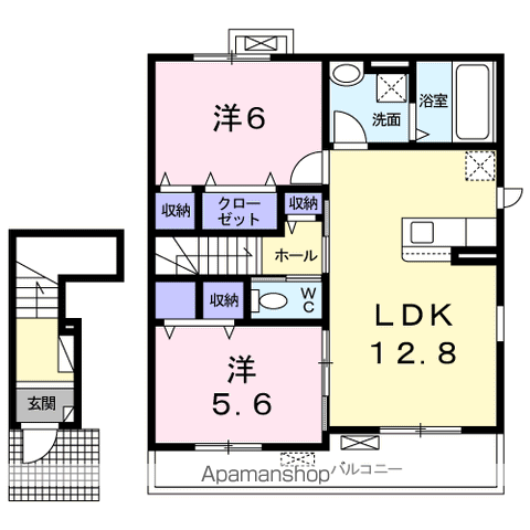 プリムローズ(2LDK/2階)の間取り写真