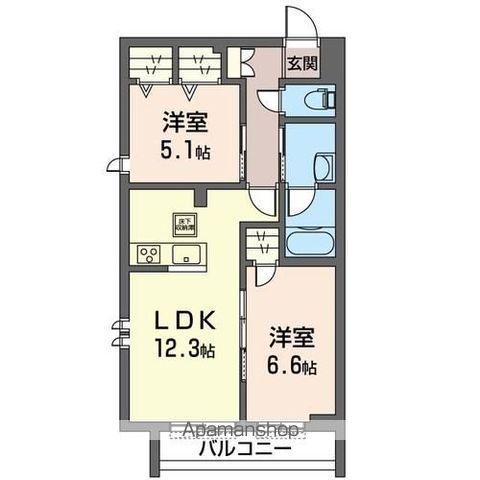 プレミアム新中野(2LDK/1階)の間取り写真