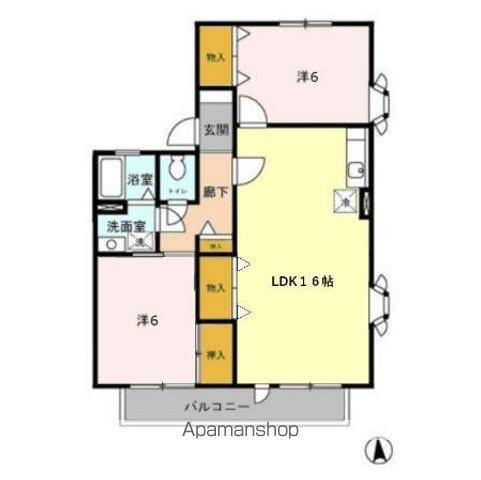 パークサイドM&T(3DK/2階)の間取り写真