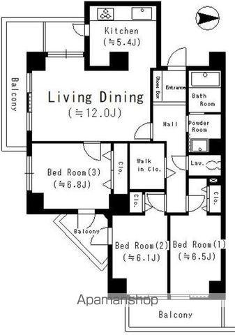 DAIWA GRACE MAISON 大島Ⅰ(3LDK/6階)の間取り写真