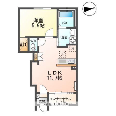 ウッドソレル(1LDK/1階)の間取り写真