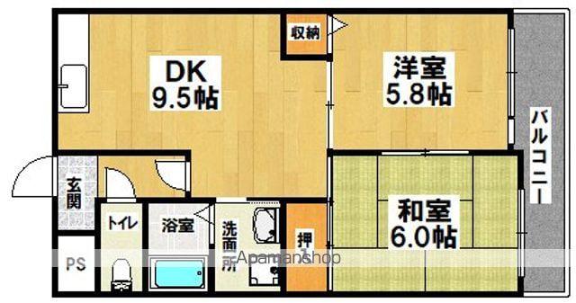 エミールガーデン(2DK/3階)の間取り写真