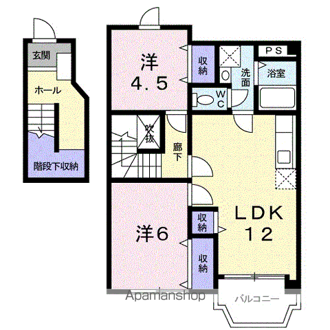 アーバン不知火Ⅷ(2LDK/2階)の間取り写真