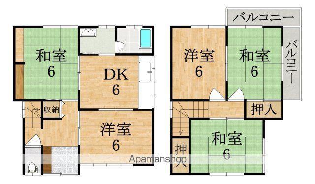 近鉄けいはんな線 白庭台駅 徒歩27分 2階建 築46年(5DK)の間取り写真