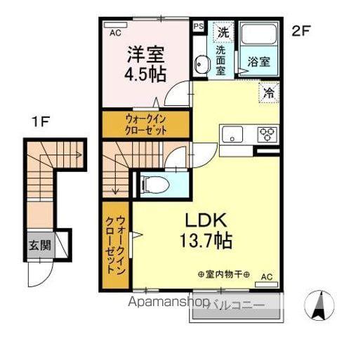 HABITATION K(1LDK/2階)の間取り写真
