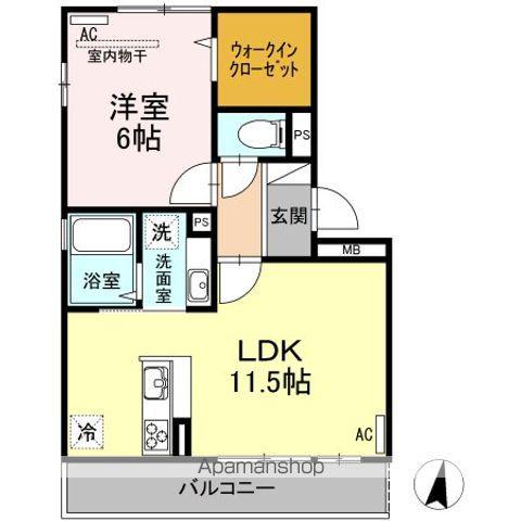 D-ROOM桜町 C棟(1LDK/3階)の間取り写真