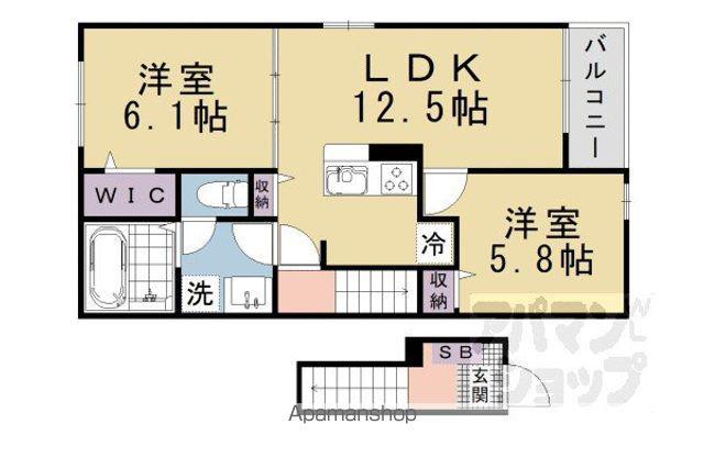 ベルカレントII(2LDK/2階)の間取り写真