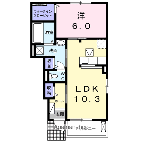 フレーシュ風雅 Ⅲ(1LDK/1階)の間取り写真