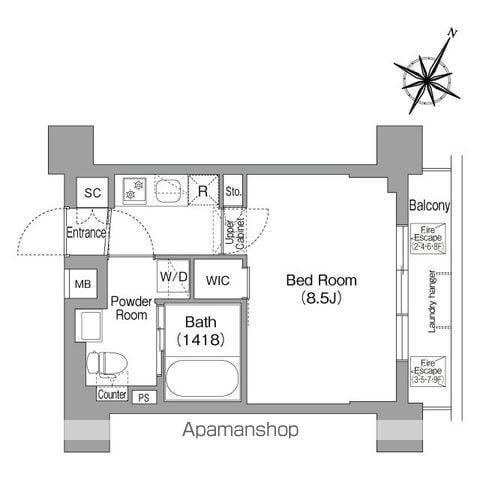 コンフォリア・リヴ新中野サウス(1K/8階)の間取り写真