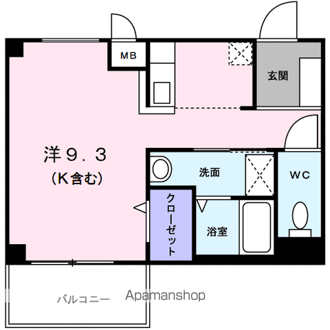 カーサ・アウローラ(ワンルーム/2階)の間取り写真