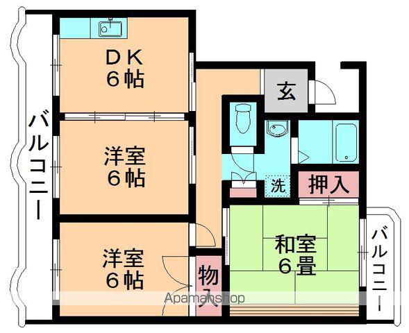 ヴェーネル都賀(3DK/2階)の間取り写真