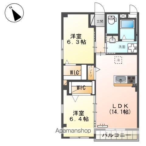 WEALTH COMFORT 新宮(2LDK/2階)の間取り写真