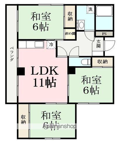 パセオ大宮(3LDK/3階)の間取り写真