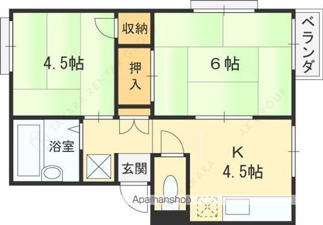 ルナハイツFIT8(2K/2階)の間取り写真