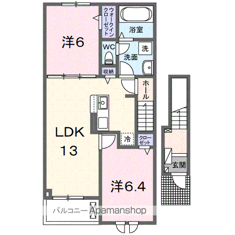 カルムⅣ(2LDK/2階)の間取り写真