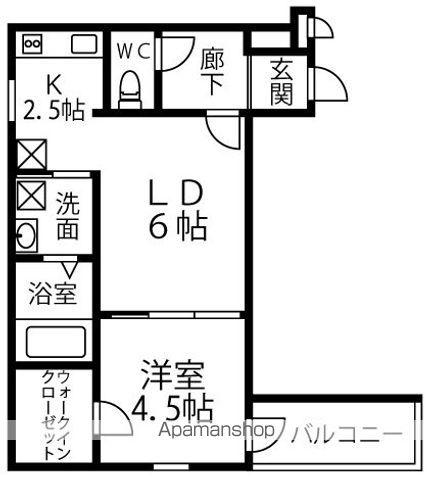 クロワール(1LDK/2階)の間取り写真