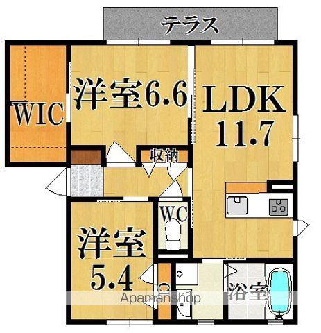 クレストヒルズA(2LDK/2階)の間取り写真