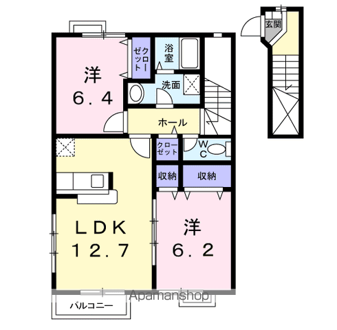 グラン ヴェルジェA(2LDK/2階)の間取り写真