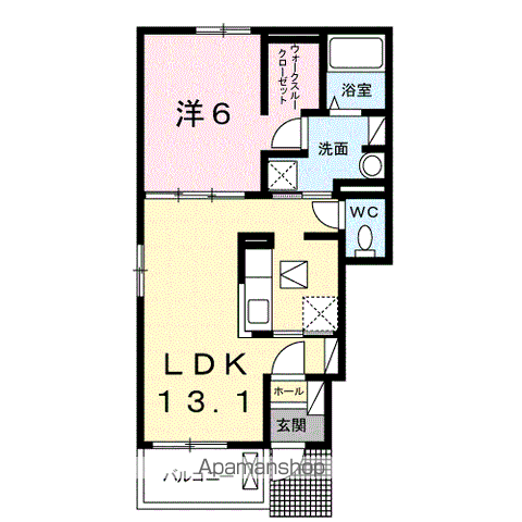 クレシェンテ周南A(1LDK/1階)の間取り写真
