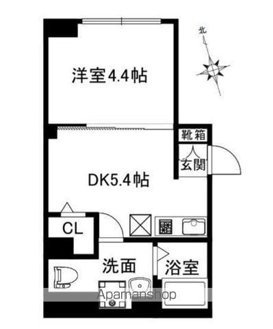 CREAL新富町(1DK/3階)の間取り写真