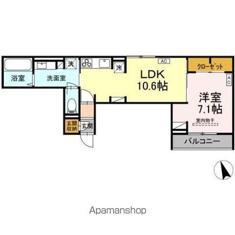 D-ROOM山の手(1LDK/2階)の間取り写真
