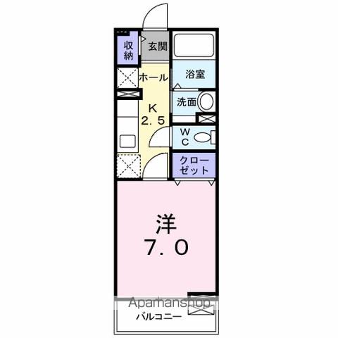 イートハーブⅡ(1K/2階)の間取り写真
