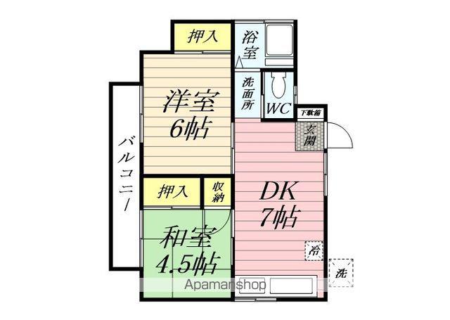 サンハウス(2DK/2階)の間取り写真