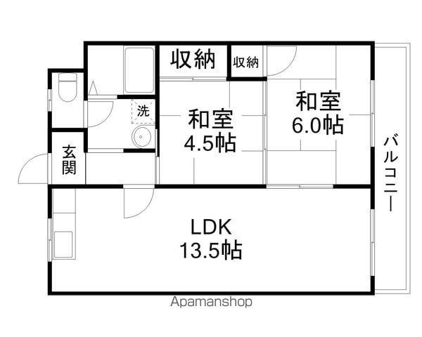 コーポ衣川(2LDK/3階)の間取り写真