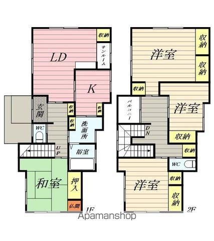 秋田新幹線 角館駅 バス乗車時間:5分 岩瀬橋バス停で下車 徒歩5分 2階建 築21年(4LDK)の間取り写真