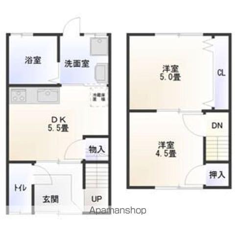 丸米アパート 西棟(2DK/1階)の間取り写真