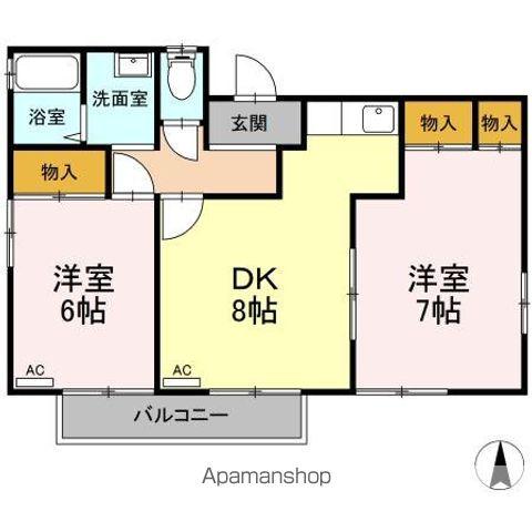 スウィング(2DK/2階)の間取り写真
