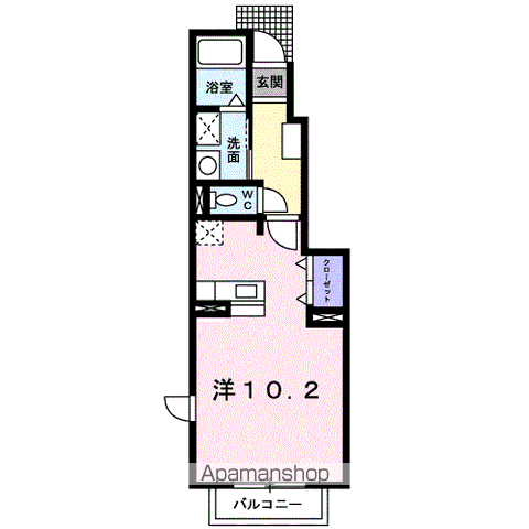 コーポフォレストⅡB(ワンルーム/1階)の間取り写真