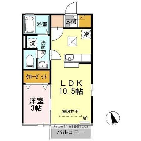 リビングタウン伏石Ⅱ(1LDK/1階)の間取り写真