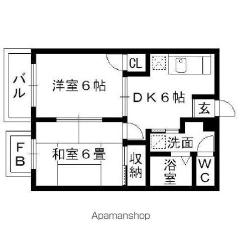 プライム駅東A(2DK/1階)の間取り写真