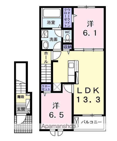 メゾン ドゥイエット(2LDK/2階)の間取り写真