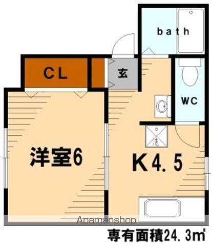 久保ハイツ豊岡(1K/2階)の間取り写真