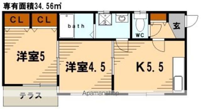 パルミエフラット(2K/1階)の間取り写真