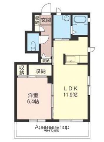 GRACECOURT FLORA(1LDK/1階)の間取り写真