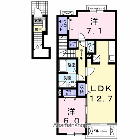 ラフレシールアップル(2LDK/2階)の間取り写真