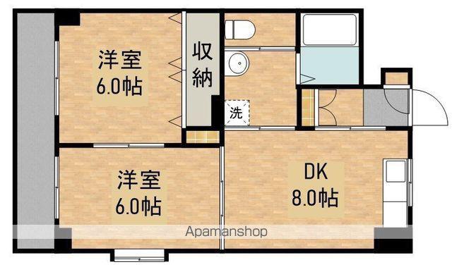 デュアルカーサ横町(2DK/4階)の間取り写真
