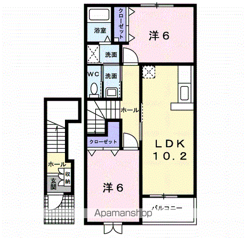 ソレアードⅠ(2LDK/2階)の間取り写真