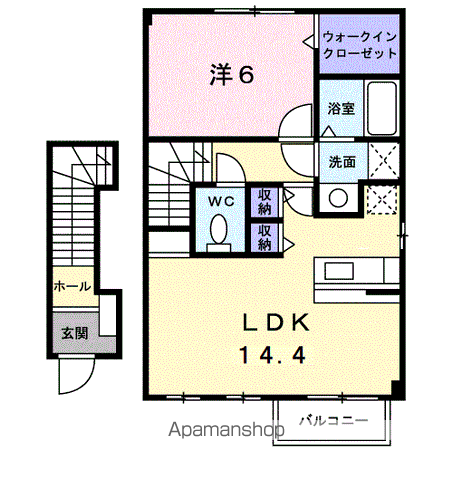 シャン・ミリューⅢ(1LDK/2階)の間取り写真
