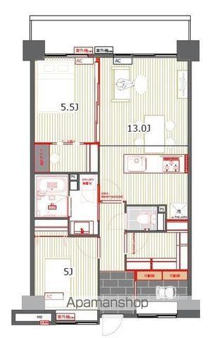 ラフィネ立川(2LDK/9階)の間取り写真