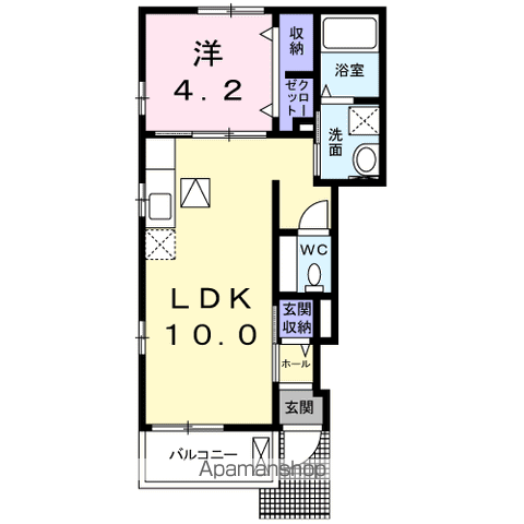 インサイドシーⅢ(1LDK/1階)の間取り写真